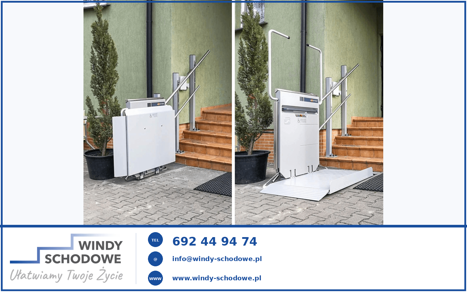 Platforma schodowa zewnętrzna dla osoby na wózku