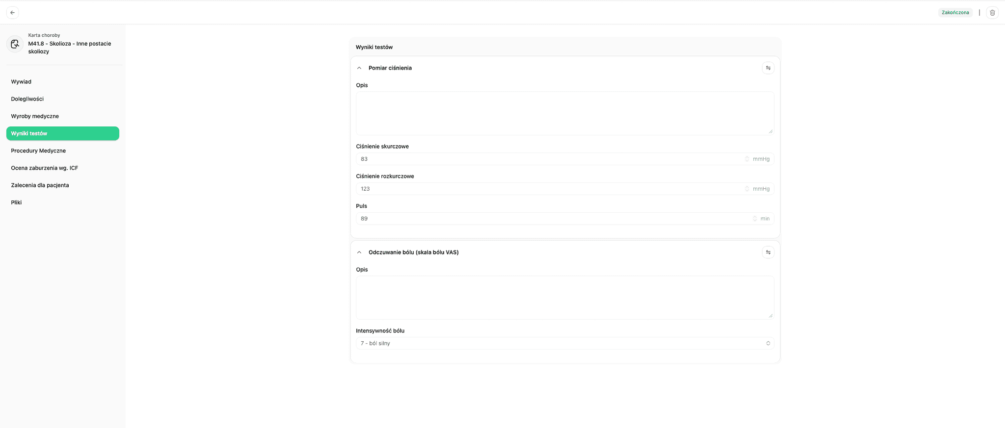 Formularze wizyt i dokumentacja medyczna (EDM)