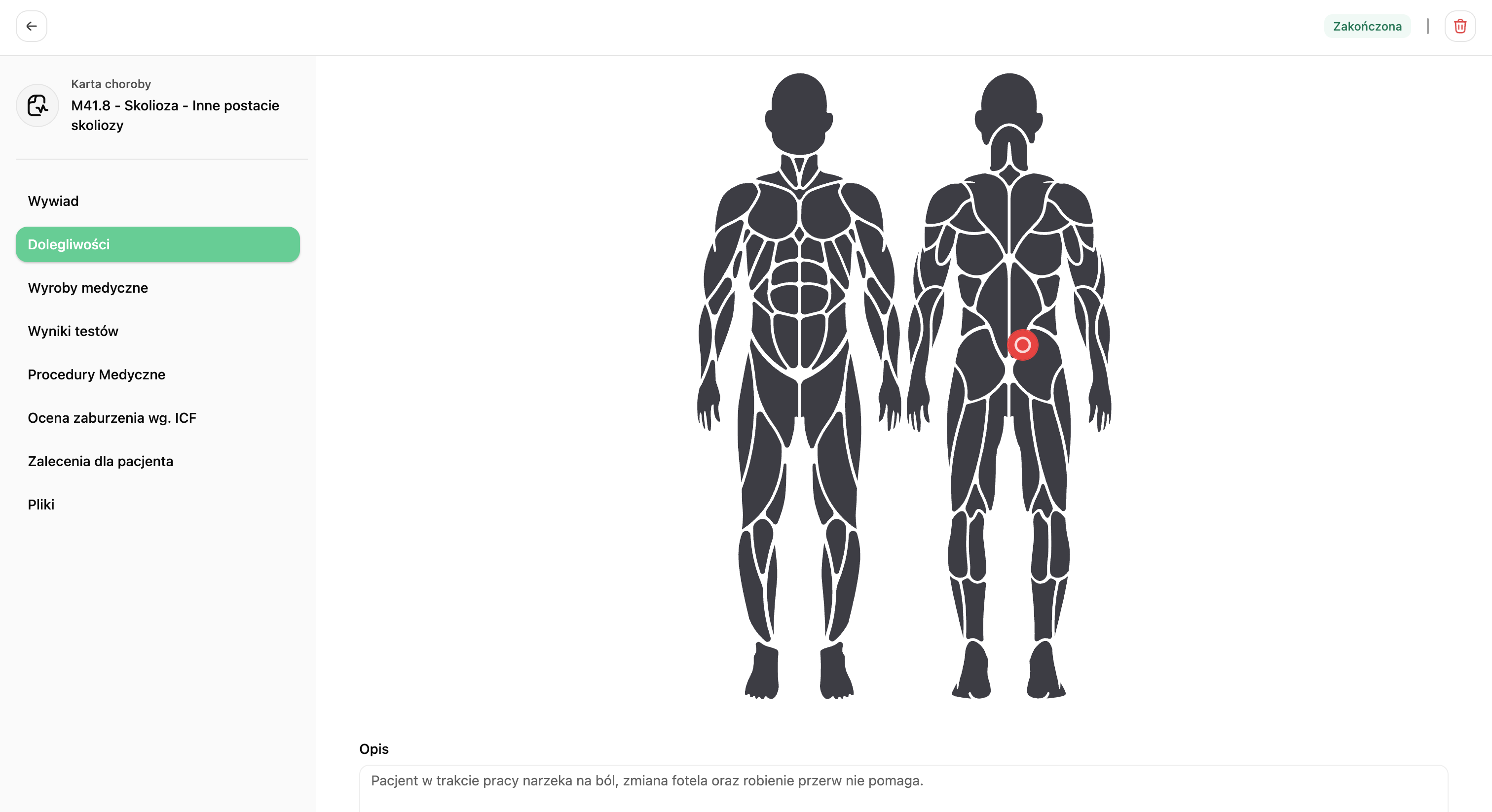 Karta dolegliwości pacjenta
